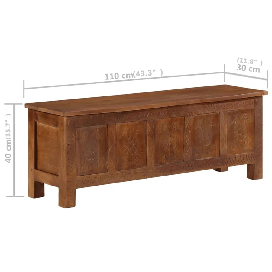 Boîte de rangement 110x30x40 cm Bois de manguier solide - 9