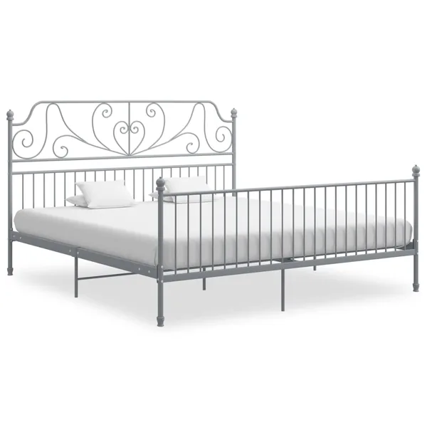 Cadre de lit sans matelas gris métal 200x200 cm