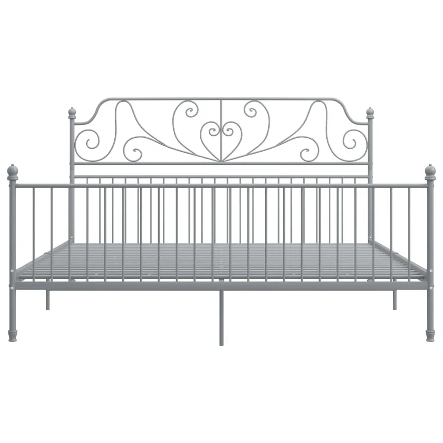 Cadre de lit sans matelas gris métal 200x200 cm - 3