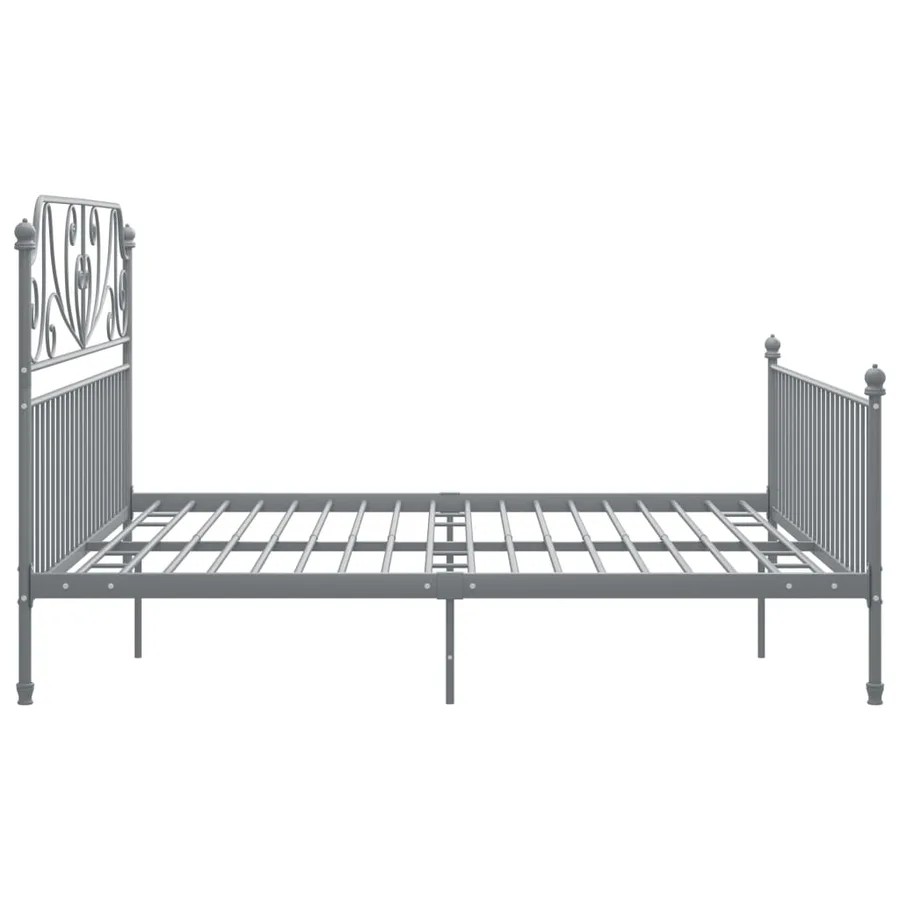 Cadre de lit sans matelas gris métal 200x200 cm - 4