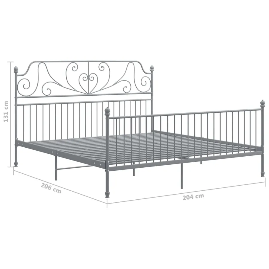 Cadre de lit sans matelas gris métal 200x200 cm - 6