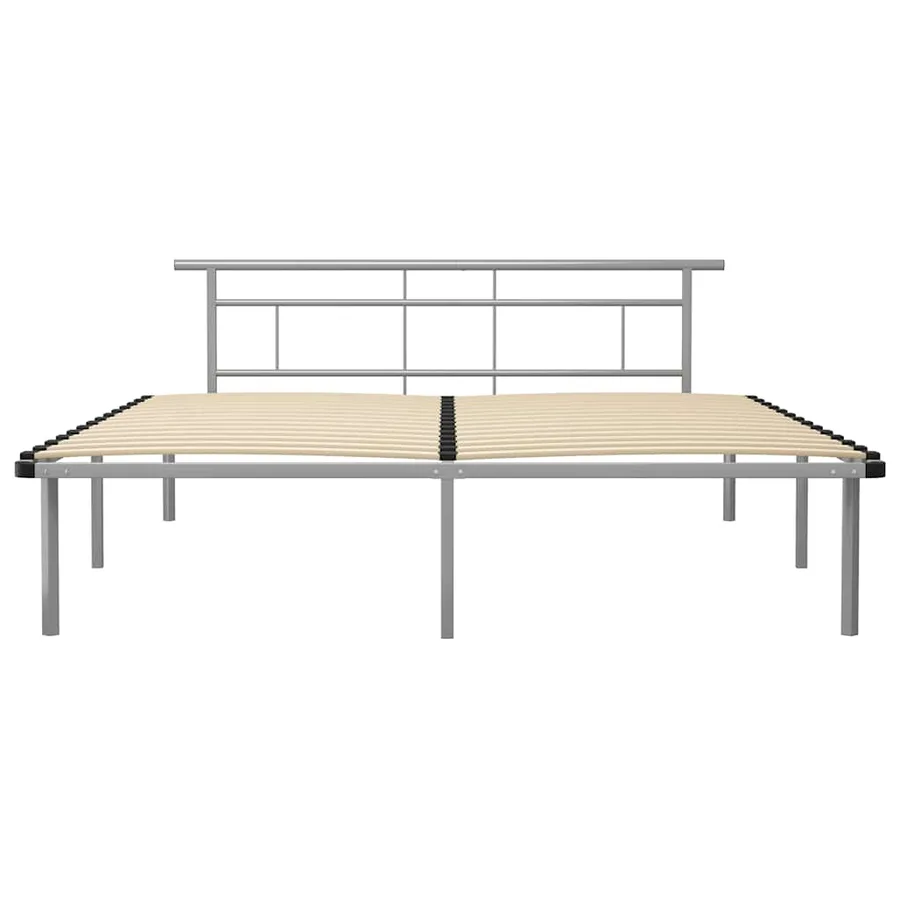 Cadre de lit sans matelas gris métal 200x200 cm - 3