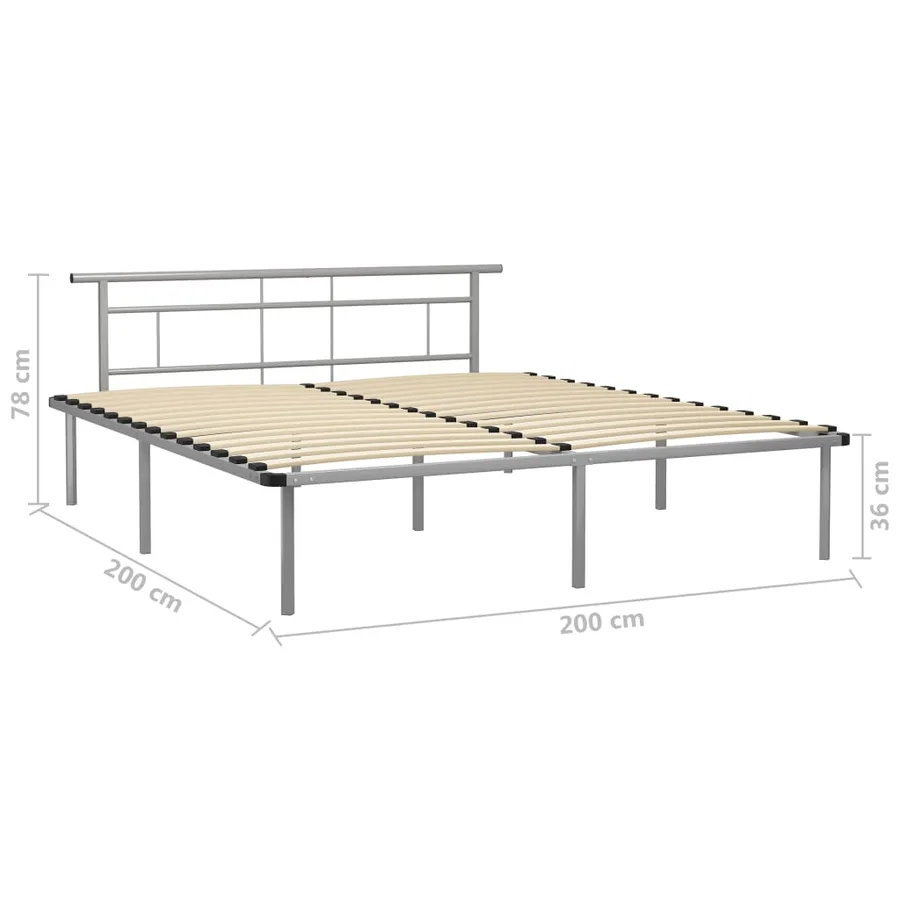 Cadre de lit sans matelas gris métal 200x200 cm - 6