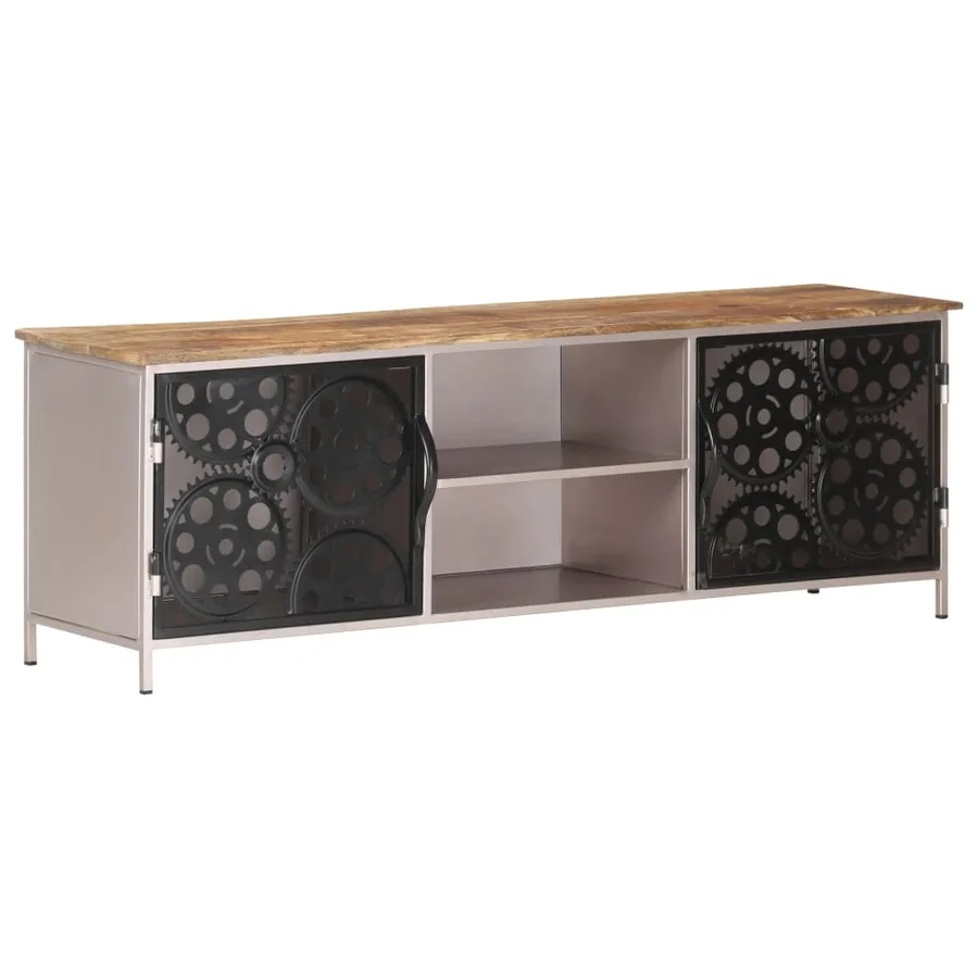 Meuble TV 120x30x40 cm Bois de manguier brut - 11