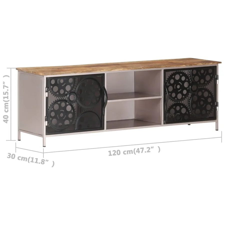 Meuble TV 120x30x40 cm Bois de manguier brut - 7