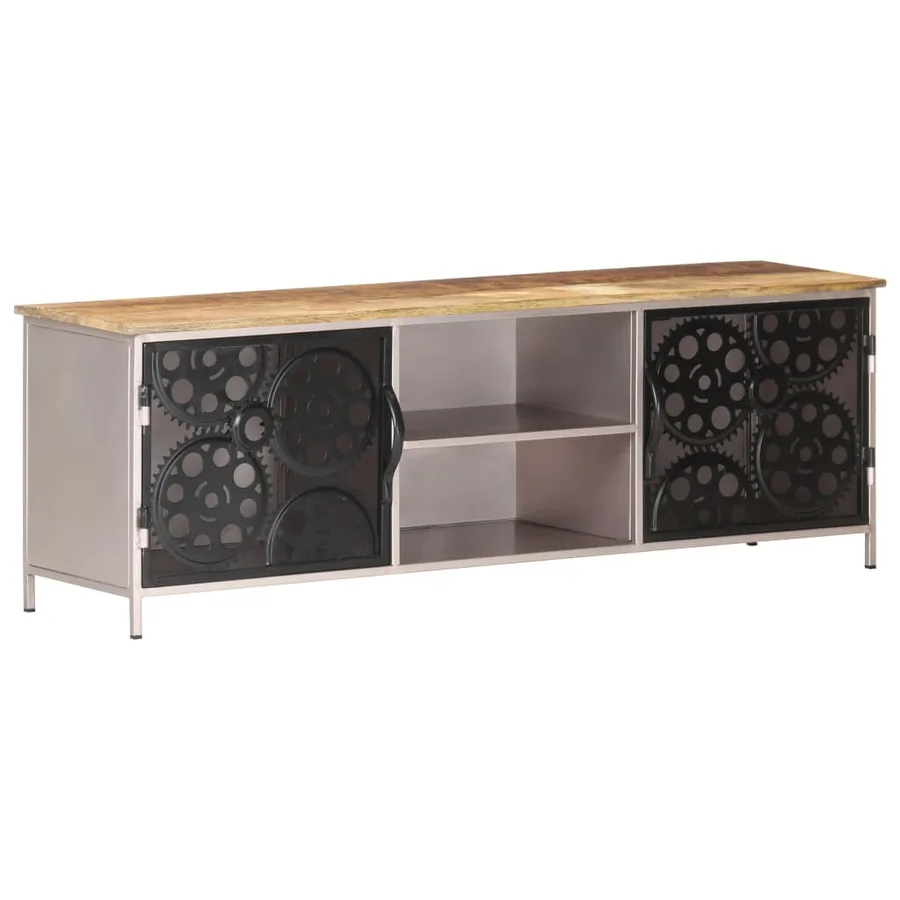 Meuble TV 120x30x40 cm Bois de manguier brut - 9