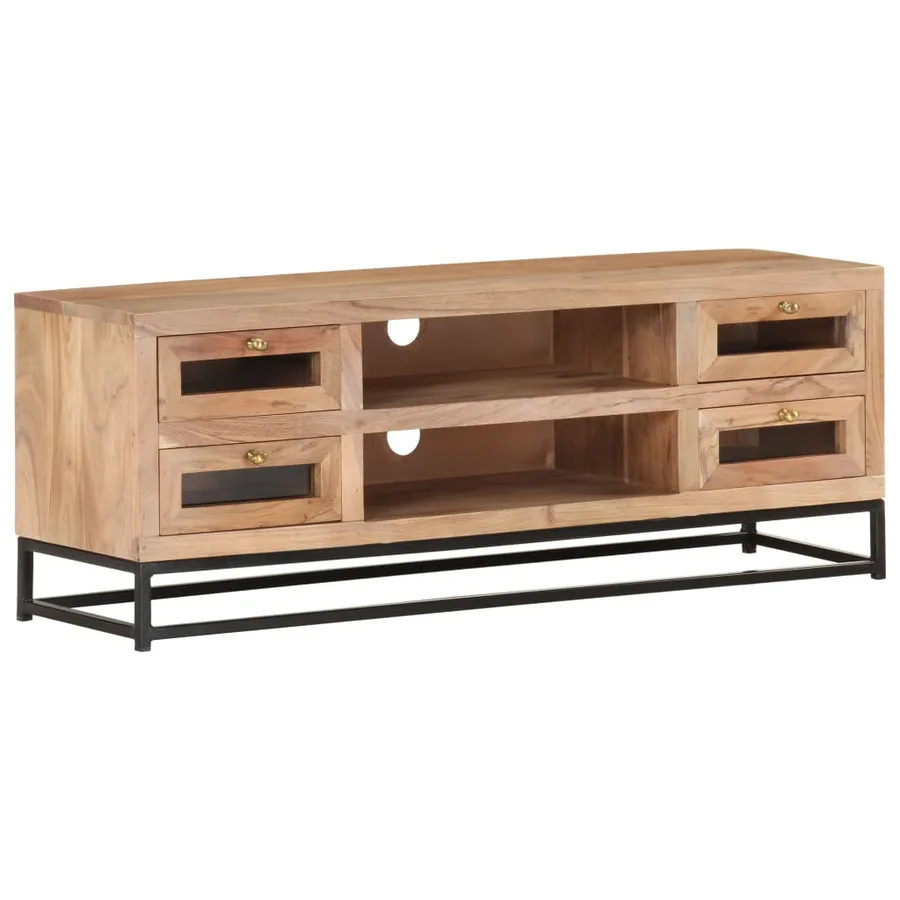 Meuble TV 110x30x40 cm Bois d'acacia massif - 10