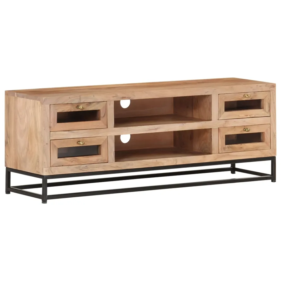 Meuble TV 110x30x40 cm Bois d'acacia massif - 8