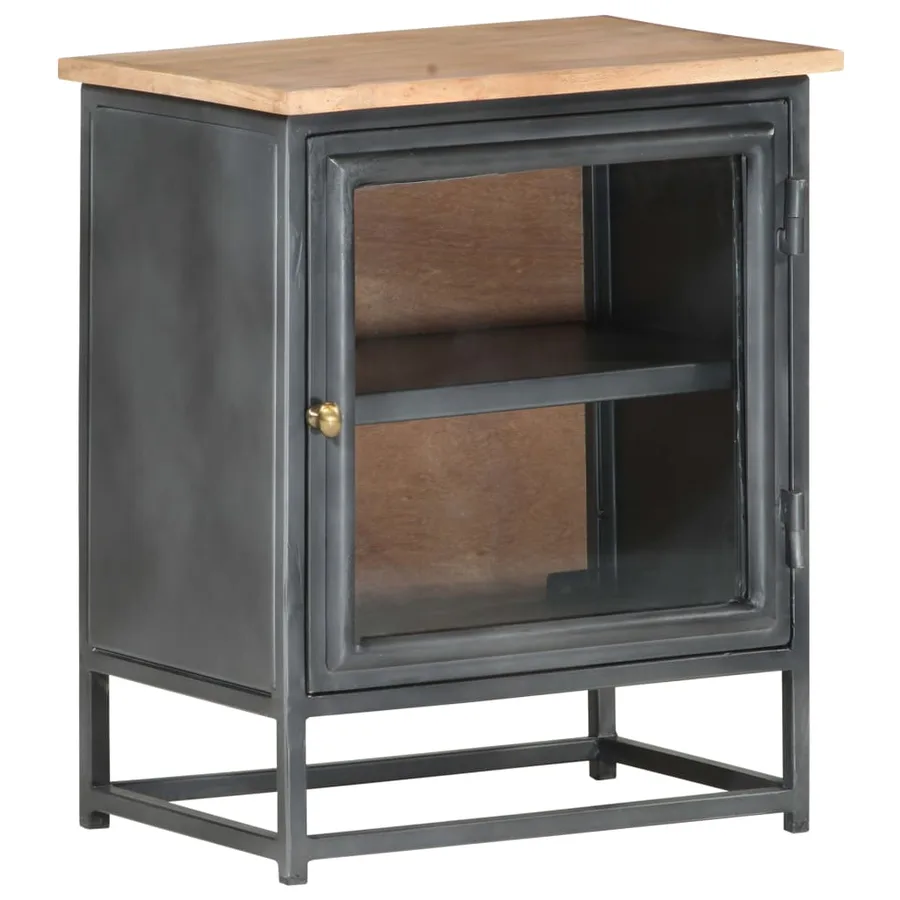Table de chevet Gris 40x30x50 cm Bois d'acacia massif - 10