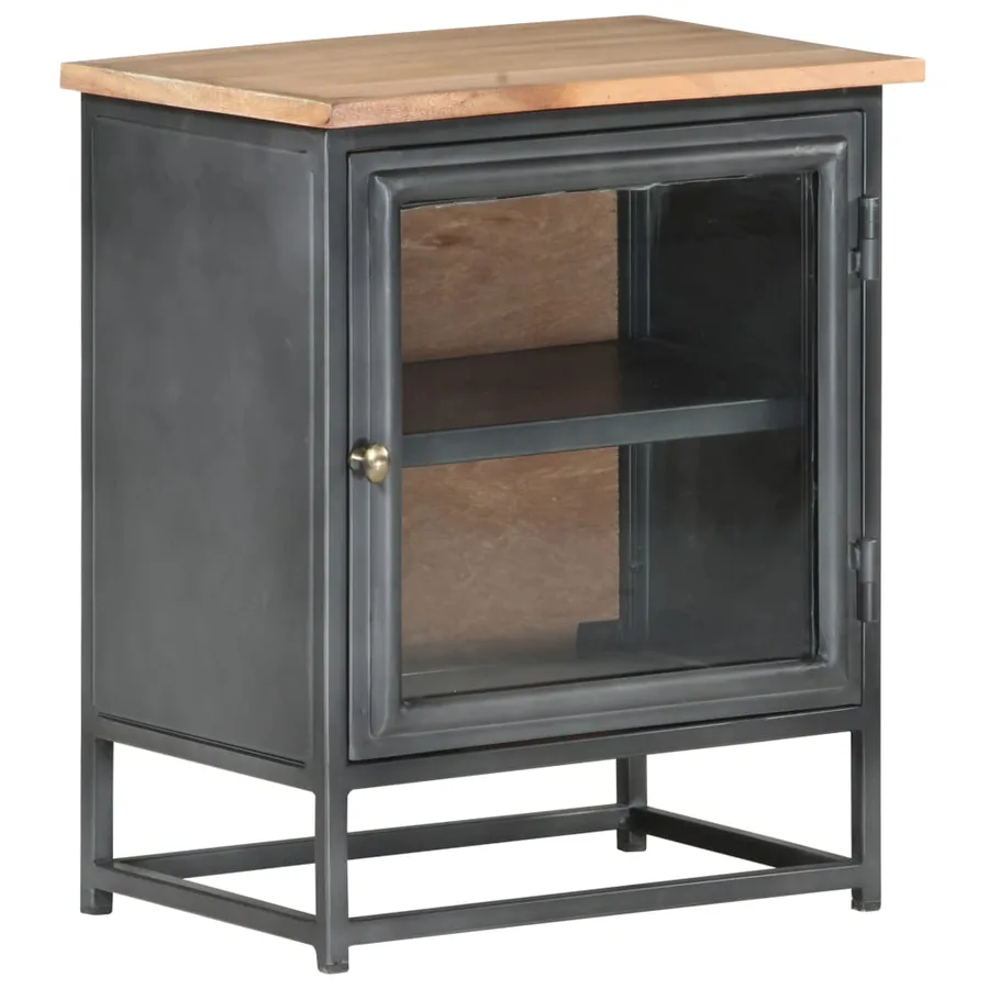Table de chevet Gris 40x30x50 cm Bois d'acacia massif - 11