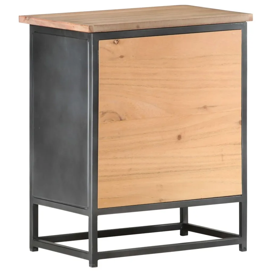 Table de chevet Gris 40x30x50 cm Bois d'acacia massif - 4
