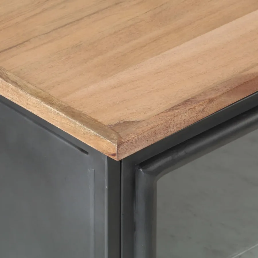 Table de chevet Gris 40x30x50 cm Bois d'acacia massif - 5