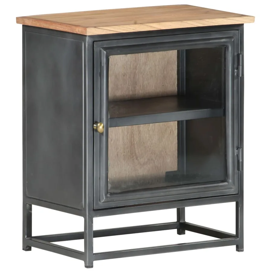 Table de chevet Gris 40x30x50 cm Bois d'acacia massif - 8