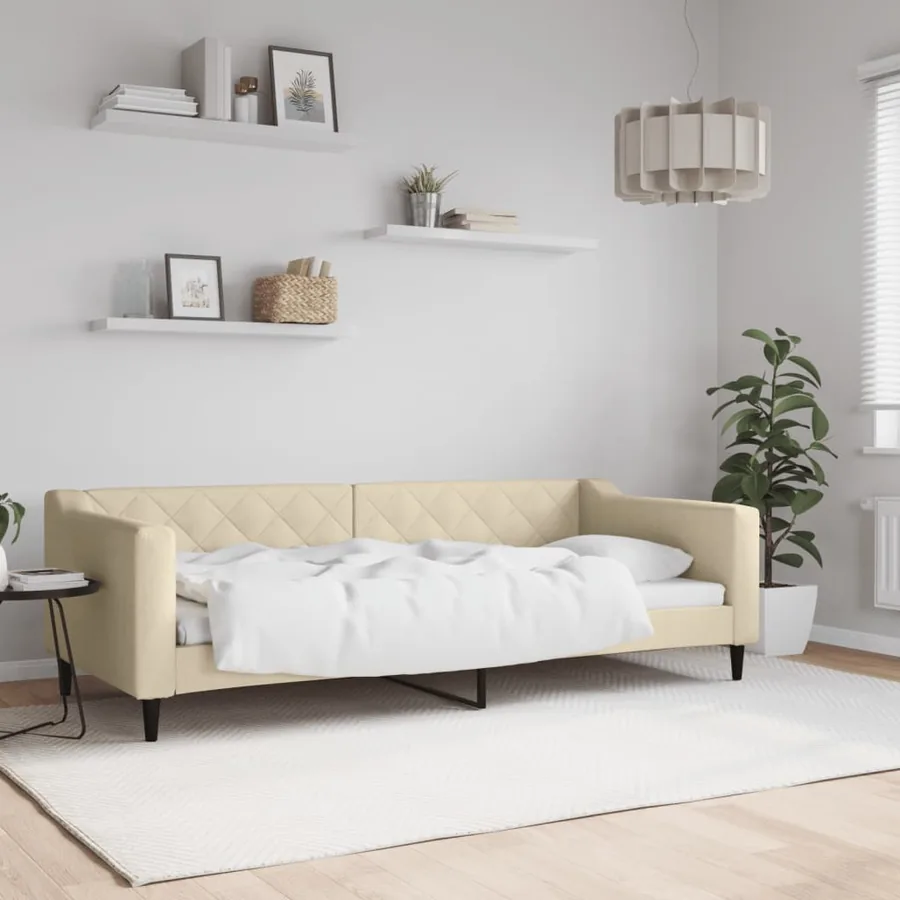 Lit de repos sans matelas crème 90x200 cm tissu