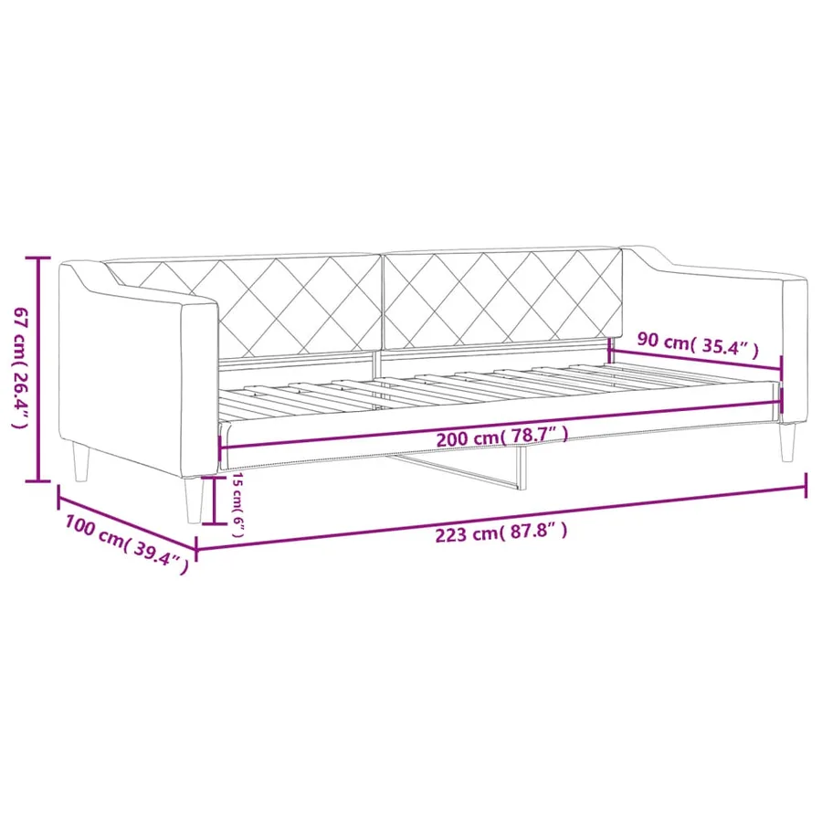 Lit de repos sans matelas crème 90x200 cm tissu - 8