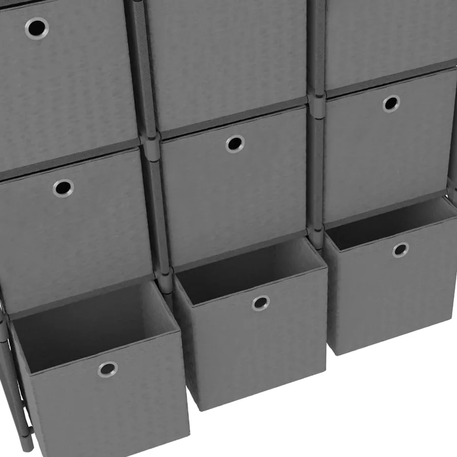 Étagère à 12 cubes avec boîtes Gris 103x30x141 cm Tissu - 6