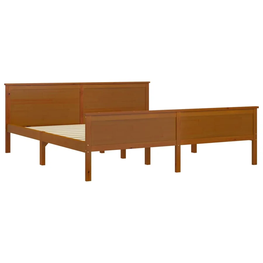 Cadre de lit sans matelas marron miel bois massif pin 180x200cm - 3