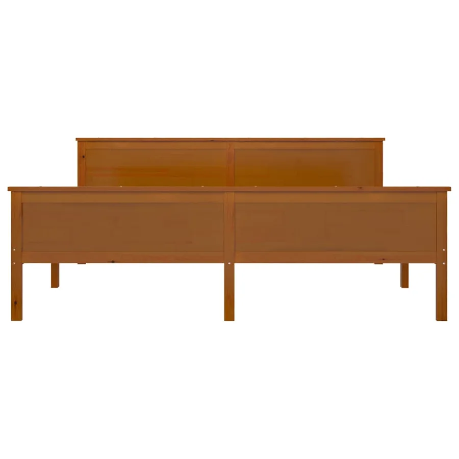 Cadre de lit sans matelas marron miel bois massif pin 180x200cm - 5