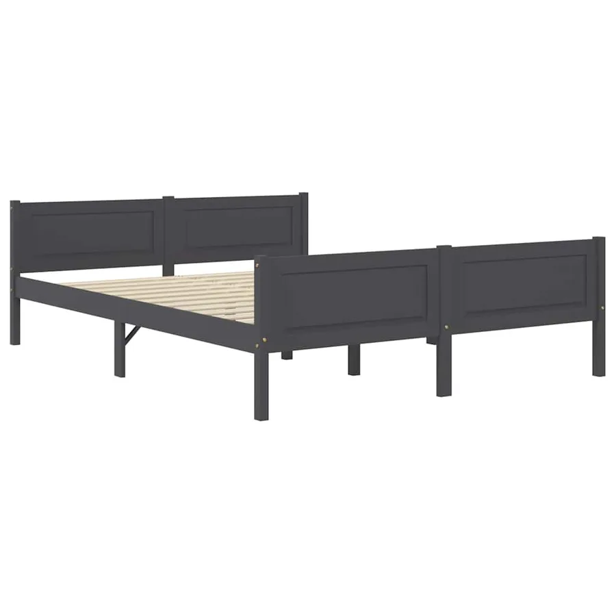 Cadre de lit sans matelas bois de pin massif gris 120x200 cm - 2