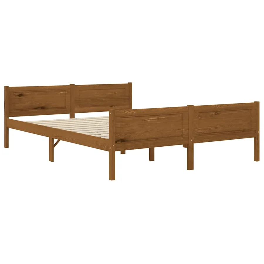 Cadre de lit sans matelas pin massif marron miel 140x200 cm - 2