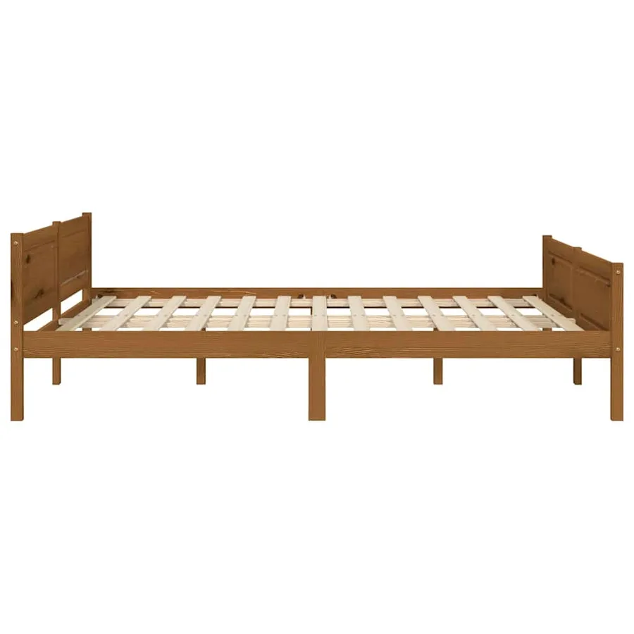 Cadre de lit sans matelas pin massif marron miel 140x200 cm - 4