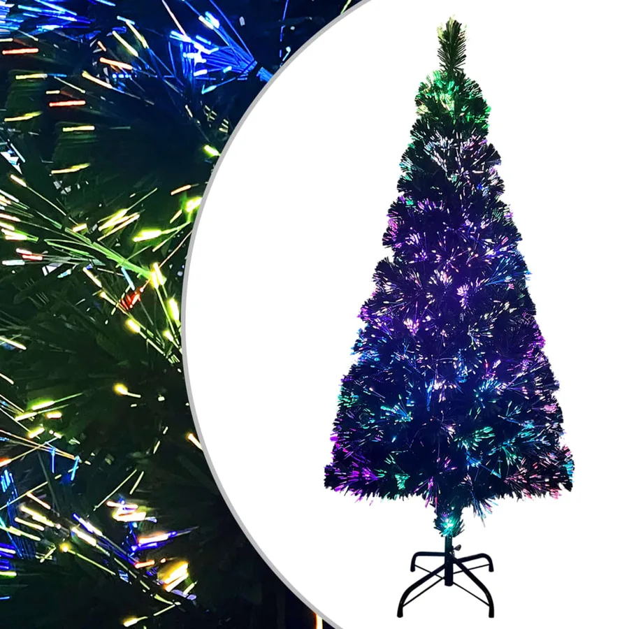 Sapin de Noël artificiel avec support vert 210 cm fibre optique - 2