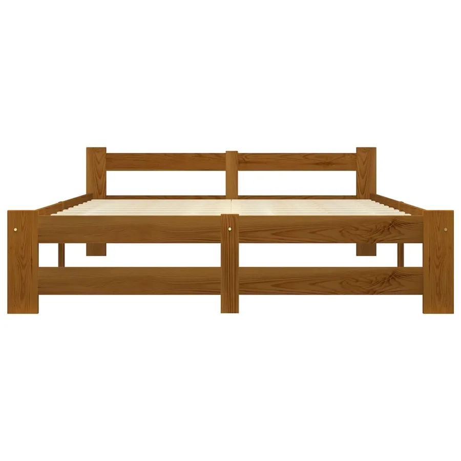 Cadre de lit sans matelas marron miel pin massif 160x200 cm - 3