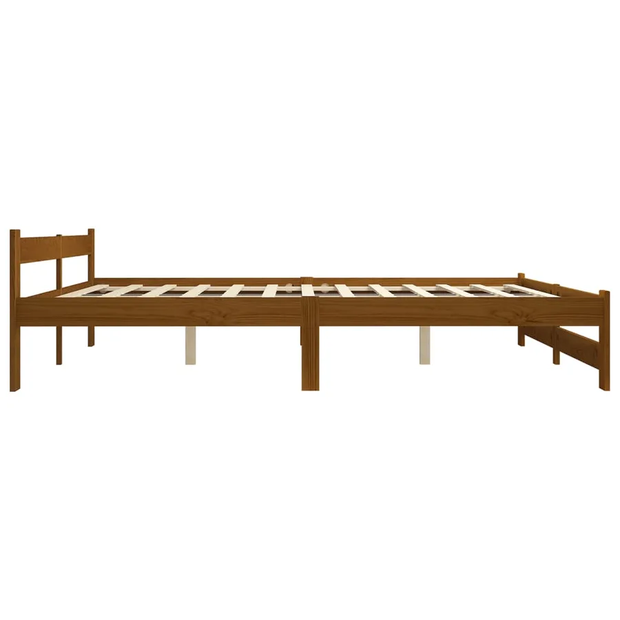 Cadre de lit sans matelas marron miel pin massif 160x200 cm - 4