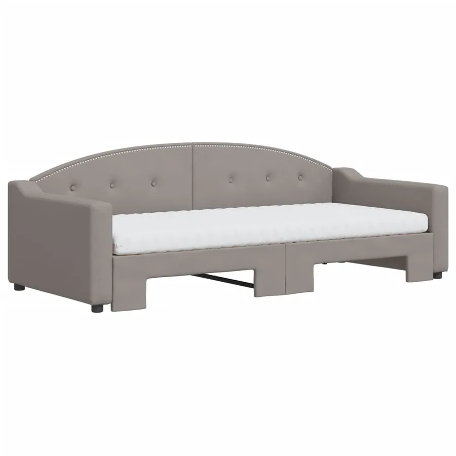 Lit de jour avec gigogne et matelas taupe 90x200 cm tissu - 3