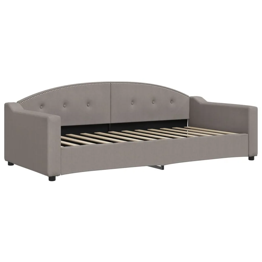 Lit de jour avec gigogne et matelas taupe 90x200 cm tissu - 4