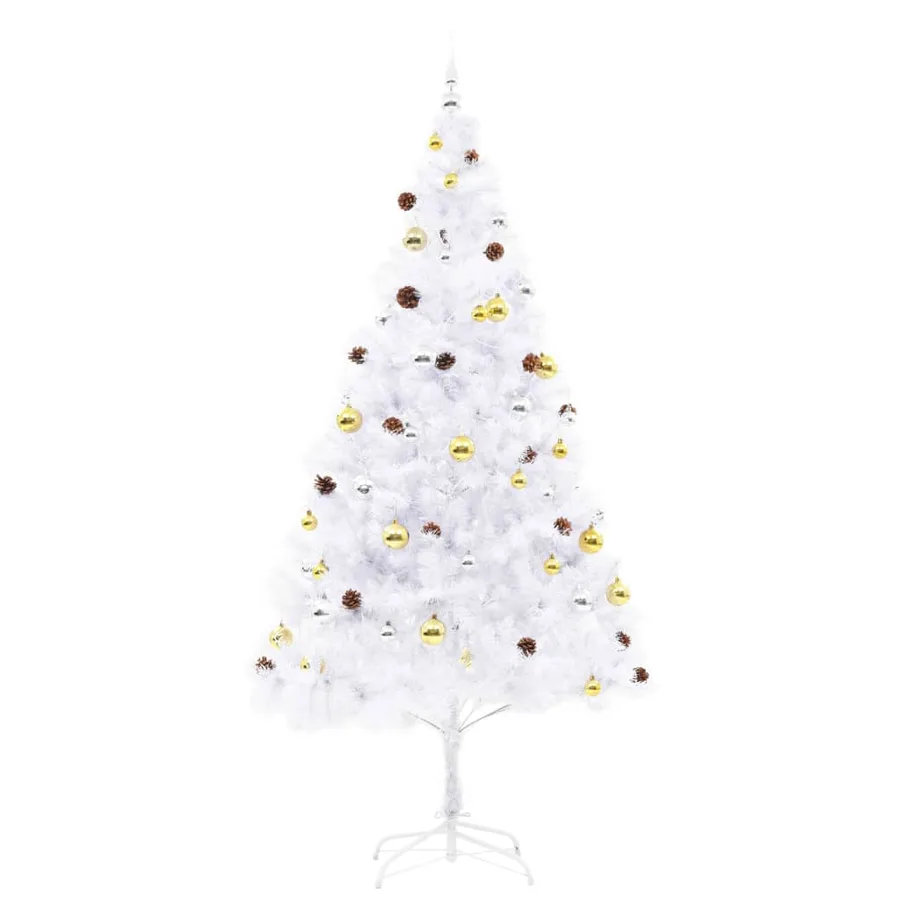 Arbre de Noël artificiel pré-éclairé avec boules blanc 210 cm - 3