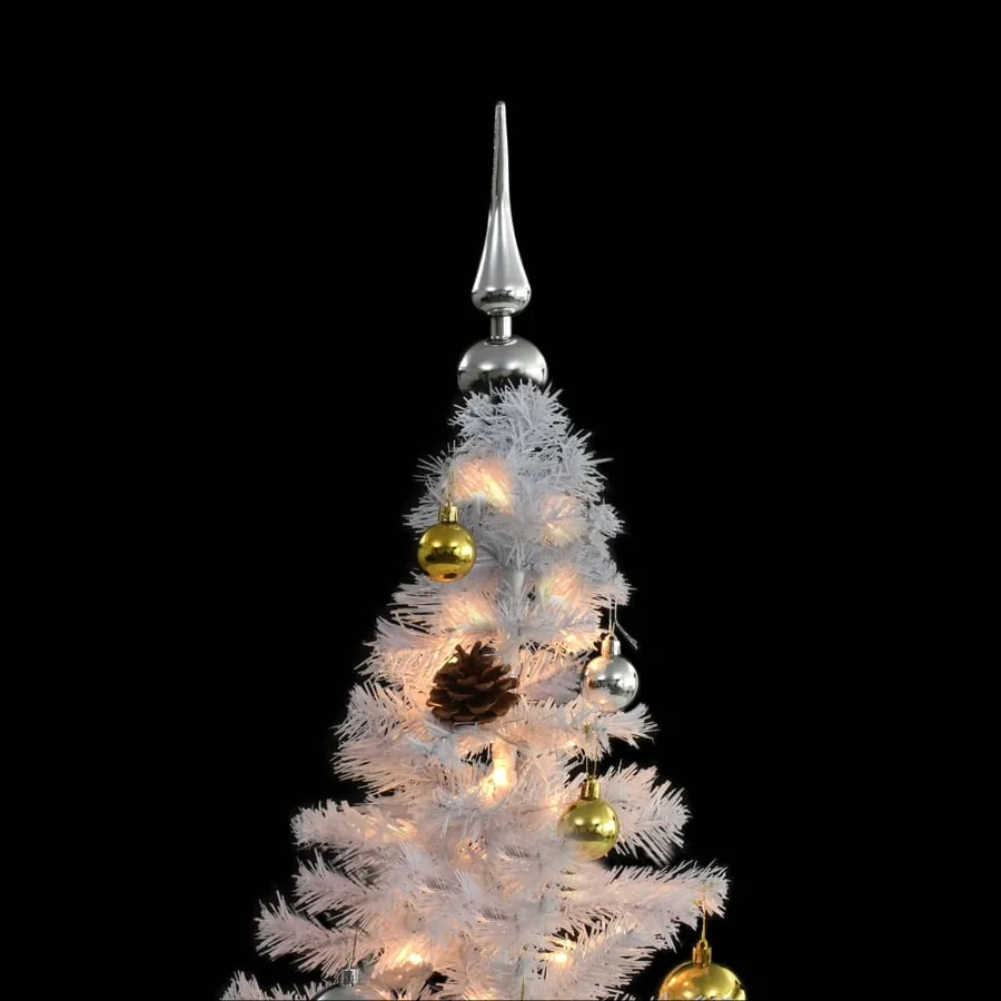 Arbre de Noël artificiel pré-éclairé avec boules blanc 210 cm - 6