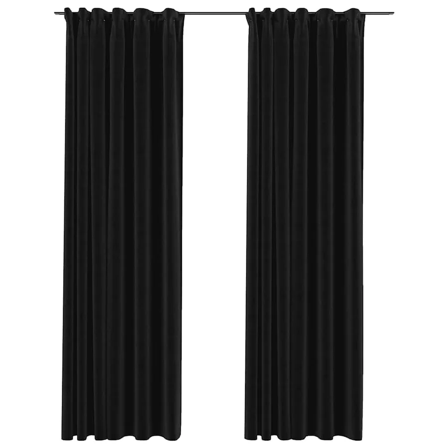 Rideaux occultants aspect lin crochet 2pcs Anthracite 140x225cm - 2