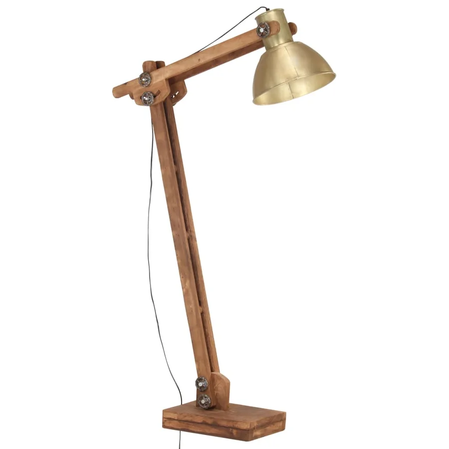 Lampadaire Laiton Bois de manguier massif E27 - 2