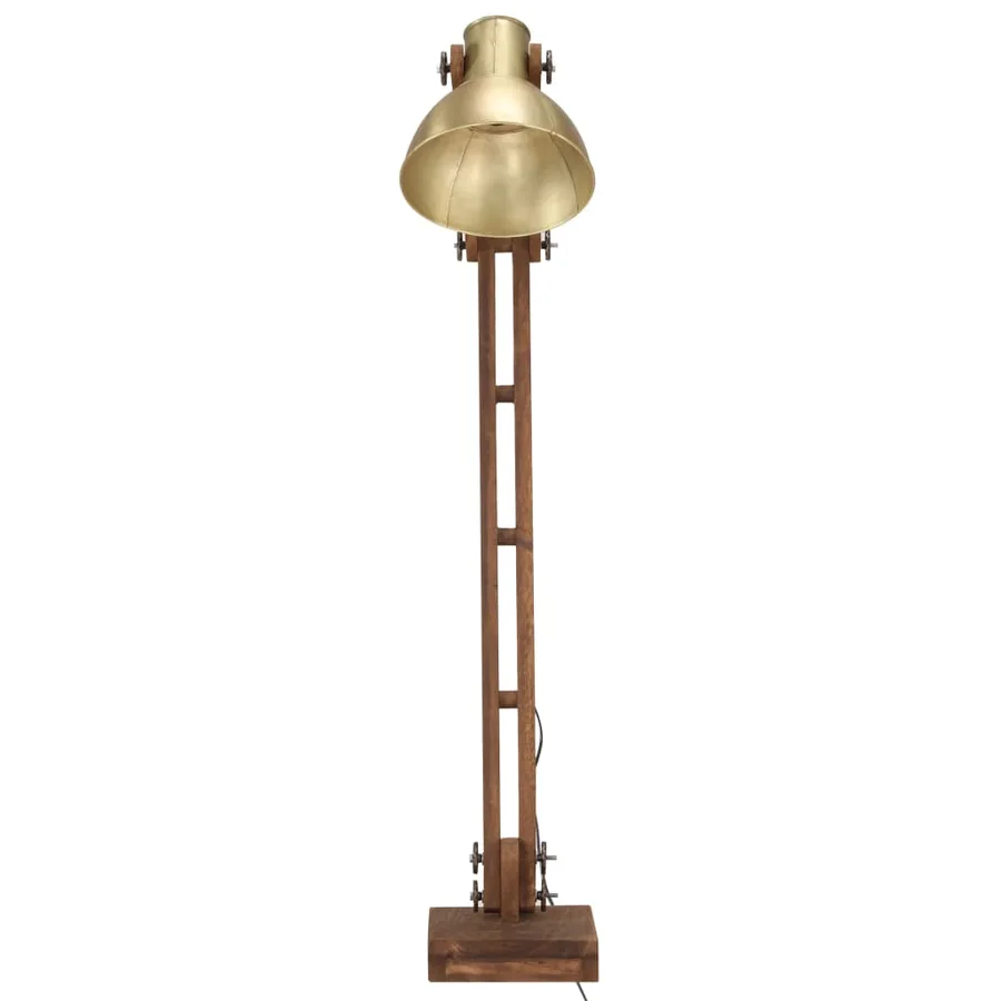 Lampadaire Laiton Bois de manguier massif E27 - 3