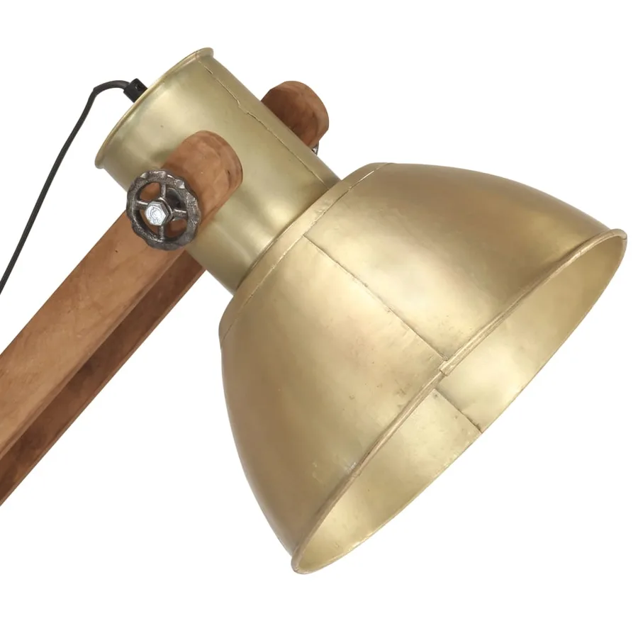 Lampadaire Laiton Bois de manguier massif E27 - 6