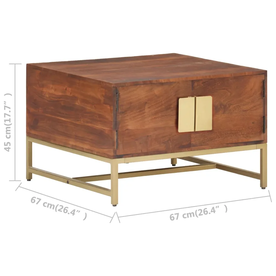 Table basse Marron miel 67x67x45 cm Bois solide d'acacia - 7