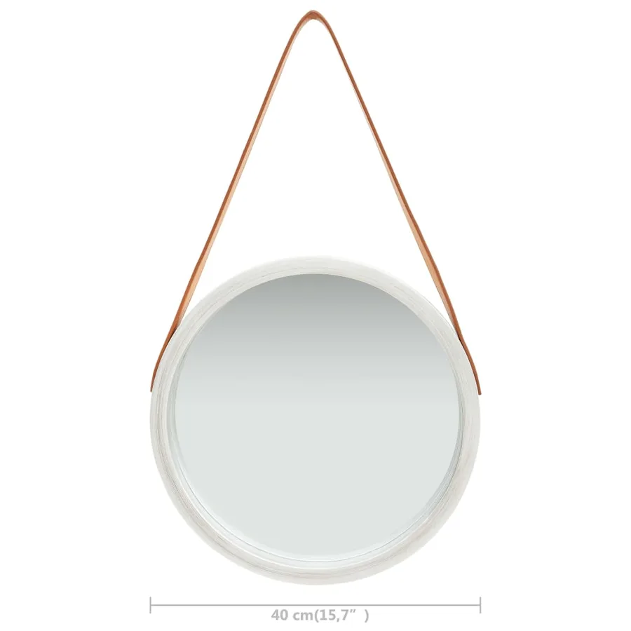Miroir mural avec sangle 40 cm Argenté - 6