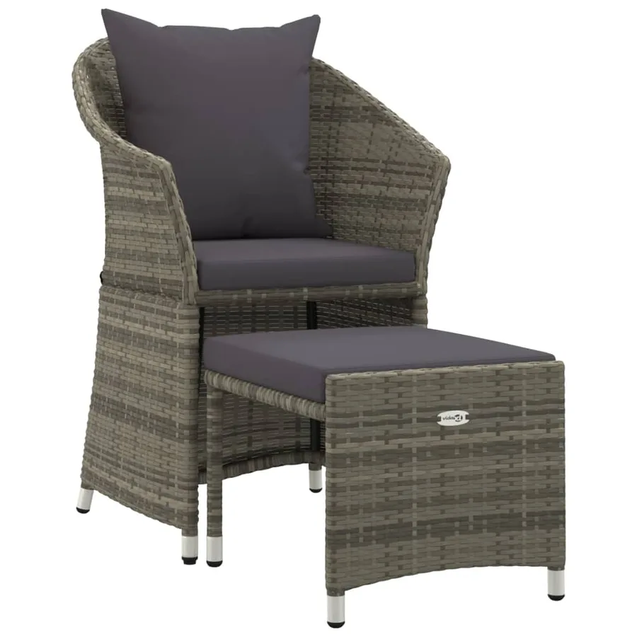 Salon de jardin 2 pcs avec coussins Gris Résine tressée - 2