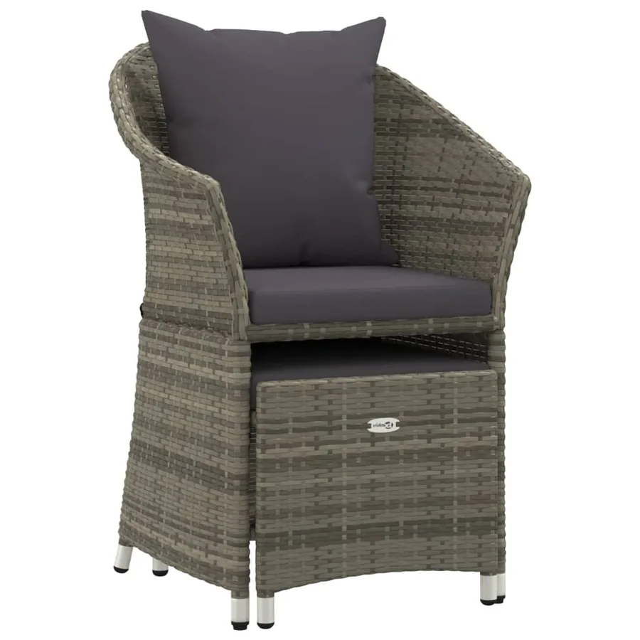 Salon de jardin 2 pcs avec coussins Gris Résine tressée - 3