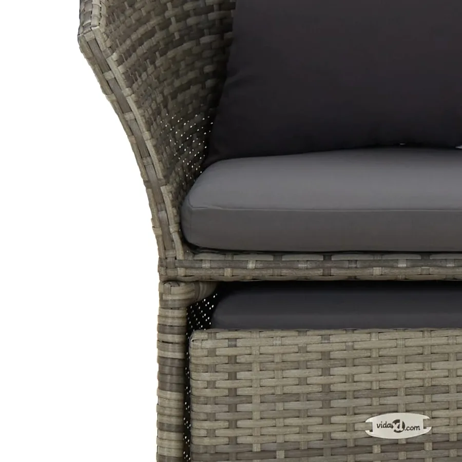 Salon de jardin 2 pcs avec coussins Gris Résine tressée - 8