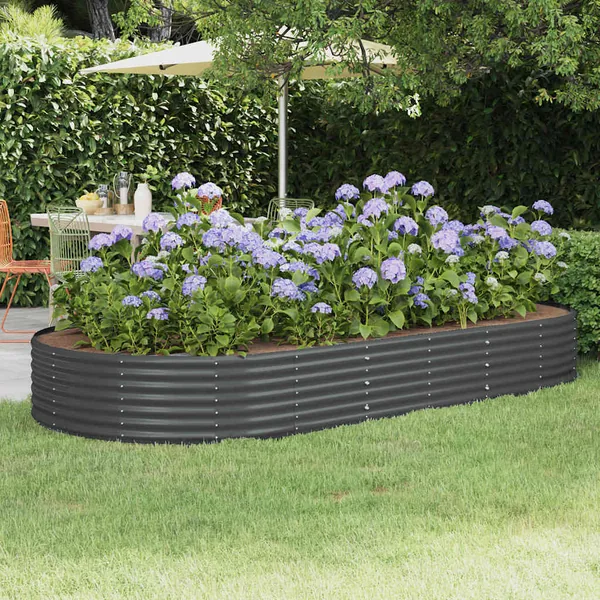 Jardinière surélevée en acier galvanisé 296 x 140 x 36 cm Anthracite