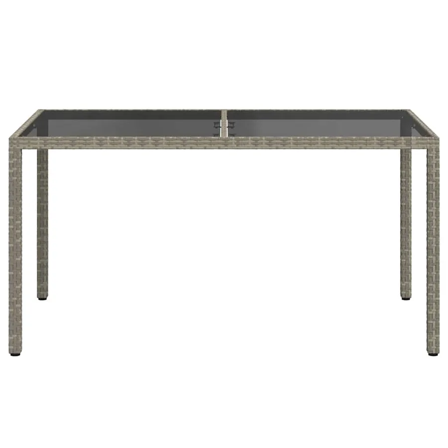 Table de jardin 150x90x75 cm Verre trempé et poly rotin Gris - 3
