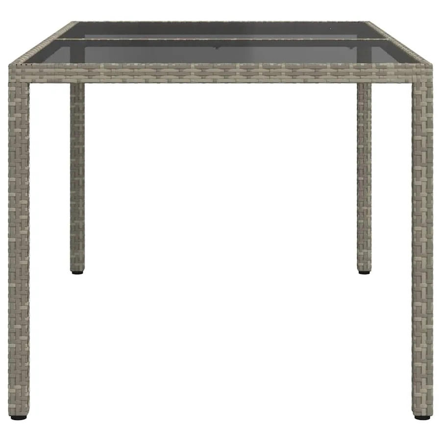 Table de jardin 150x90x75 cm Verre trempé et poly rotin Gris - 4