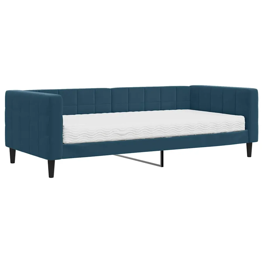 Lit de jour avec matelas bleu 90x200 cm velours - 2