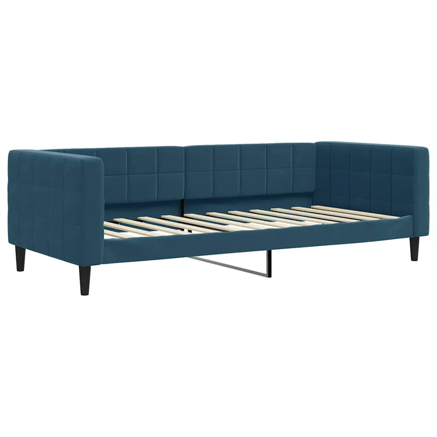 Lit de jour avec matelas bleu 90x200 cm velours - 3