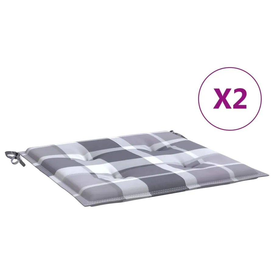 Coussins de chaise de jardin lot de 2 carreaux gris 40x40x4 cm - 2