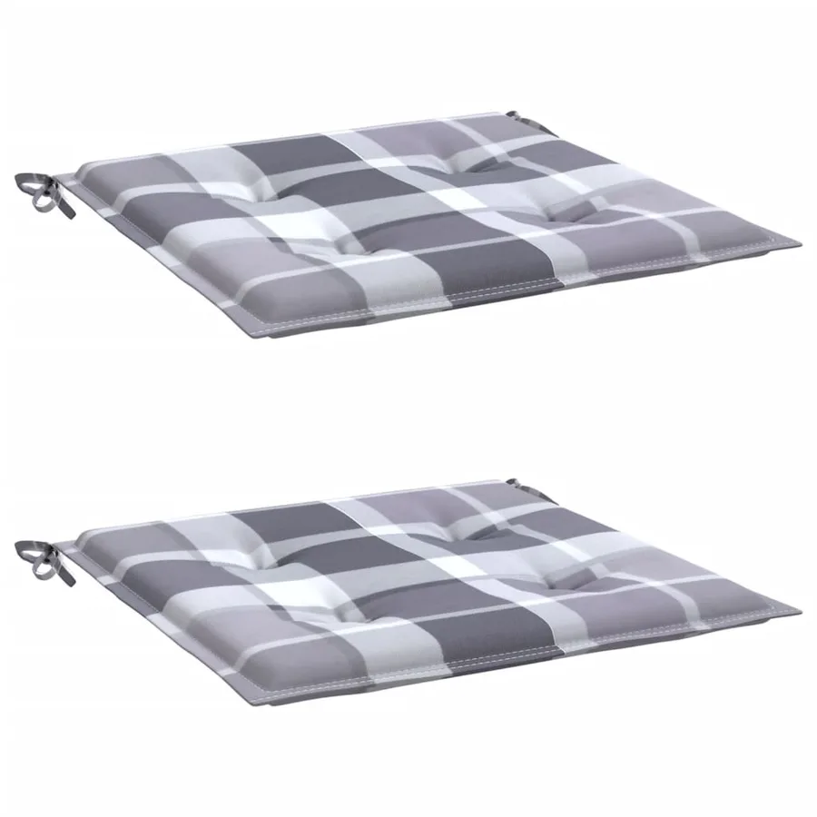Coussins de chaise de jardin lot de 2 carreaux gris 40x40x4 cm - 3