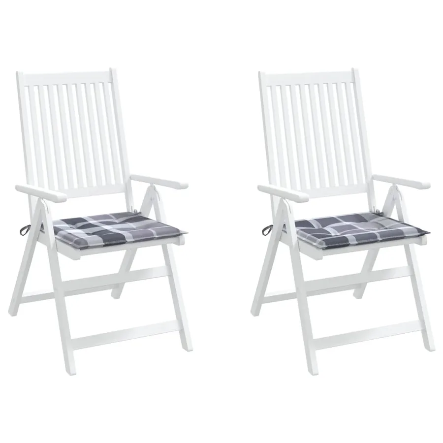 Coussins de chaise de jardin lot de 2 carreaux gris 40x40x4 cm - 7
