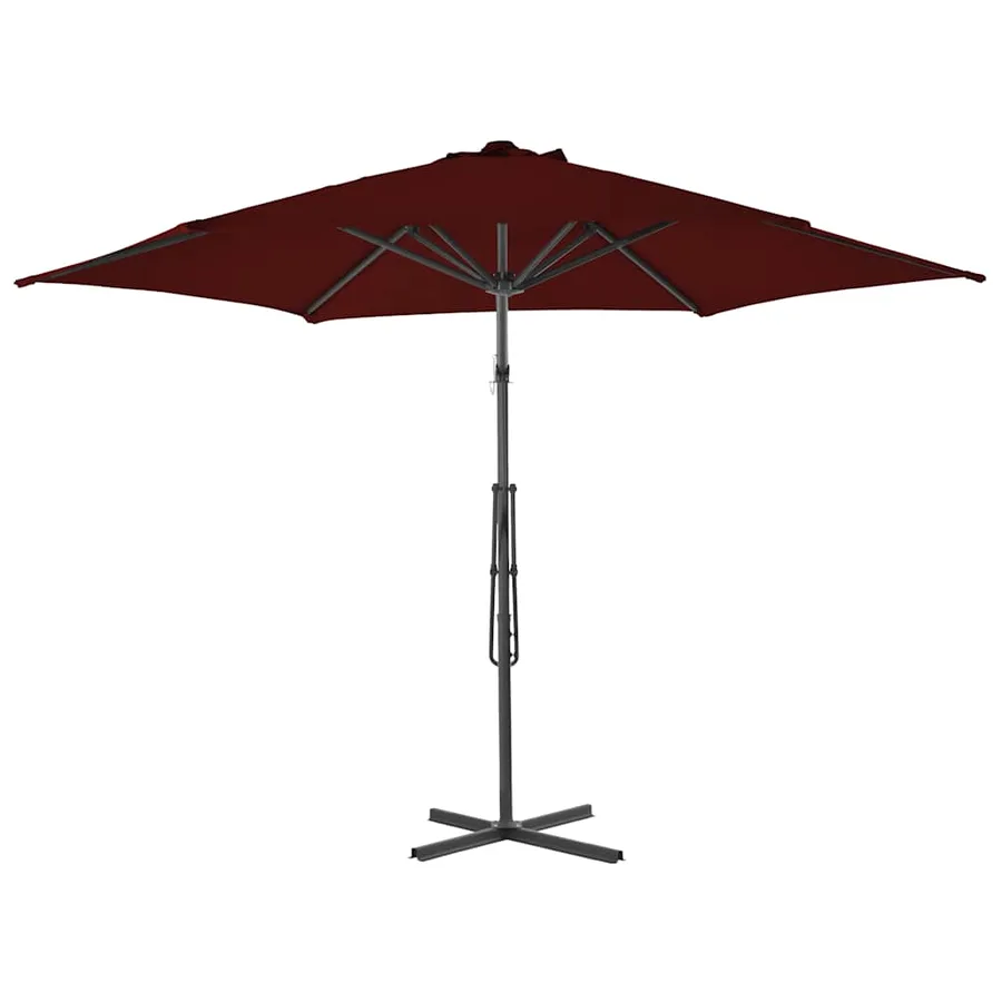 Parasol de jardin avec mât en acier rouge bordeaux 300x230 cm - 3